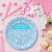 Blue Umbrella Baby Shower Plate Pappteller (Party)