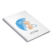 Blue Umbrella Cat Ließ es Rain Notebook Notizblock (Rechte Seite)