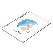 Blue Umbrella Cat Ließ es Rain Notebook Notizblock (Linke Seite)