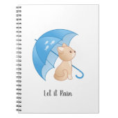 Blue Umbrella Cat Ließ es Rain Notebook Notizblock (Vorderseite)