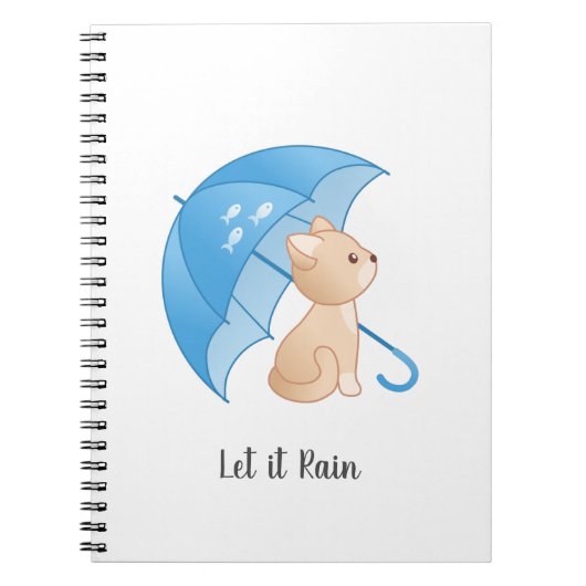 Blue Umbrella Cat Ließ es Rain Notebook Notizblock (Vorderseite)
