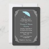 Blue Umbrella Couple's Baby Dusche Einladung (Vorderseite)