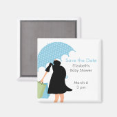 Blue Umbrella Mommy Baby Dusche Magnet (Vorderseite/Rückseite)