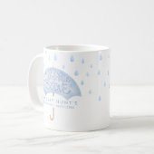 Blue Umbrella Sprinkle Baby Dusche Kaffeetasse (Vorderseite Links)