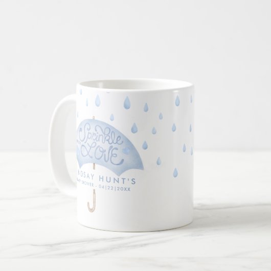 Blue Umbrella Sprinkle Baby Dusche Kaffeetasse (Vorderseite Links)