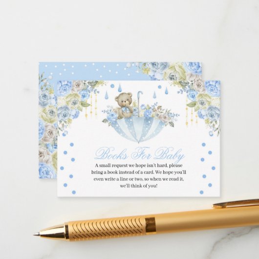 Blue Umbrella Teddy Bear Books for Baby Begleitkarte (Vorderseite/Rückseite Beispiel)