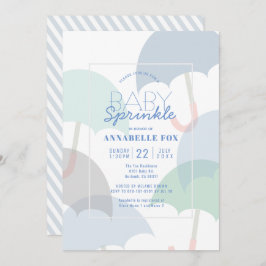 Blue Umbrellas Boy Baby Sprinkle Dusche Einladung