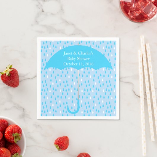 Blue Umbrett and Rain Baby Dusche Papier Napkins Serviette (Beispiel)