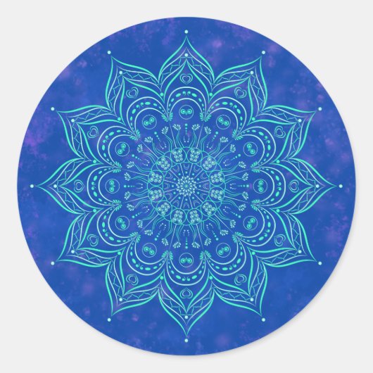 Blue und Aqua Mandala Sticker (Vorderseite)