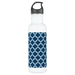 Blue und Baby Blue Trellis, Lattice, Quatrefolie Edelstahlflasche