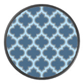 Blue und Baby Blue Trellis, Lattice, Quatrefolie Eishockey Puck (Vorderseite)