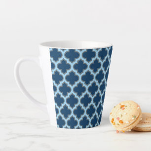 Blue und Baby Blue Trellis, Lattice, Quatrefolie Milchtasse