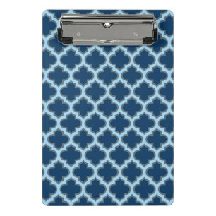 Blue und Baby Blue Trellis, Lattice, Quatrefolie Mini Klemmbrett