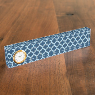 Blue und Baby Blue Trellis, Lattice, Quatrefolie Namensplakette