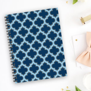 Blue und Baby Blue Trellis, Lattice, Quatrefolie Notizblock