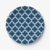 Blue und Baby Blue Trellis, Lattice, Quatrefolie Pappteller (Vorderseite)