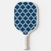 Blue und Baby Blue Trellis, Lattice, Quatrefolie Pickleball Schläger (Vorderseite)