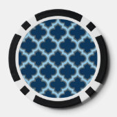 Blue und Baby Blue Trellis, Lattice, Quatrefolie Pokerchips (Rückseite)