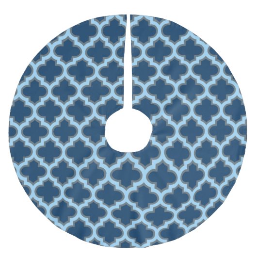 Blue und Baby Blue Trellis, Lattice, Quatrefolie Polyester Weihnachtsbaumdecke (Vorderseite)