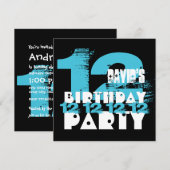 BLUE und BLACK 11. Geburtstagsparty 12 Jahre alt V Einladung (Vorne/Hinten)