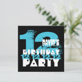 BLUE und BLACK 11. Geburtstagsparty 12 Jahre alt V Einladung (Stehend Vorderseite)