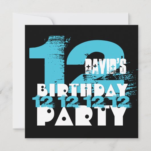 BLUE und BLACK 11. Geburtstagsparty 12 Jahre alt V Einladung (Vorderseite)