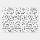 Blue und Black Charleston Toile Geschenkpapier Set (Vorderseite)