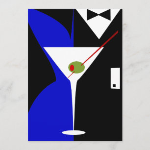 Blue und Black Classy Martini Cocktail Einladung