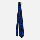 Blue und Black Moutan Peony Blume Neck Tie Krawatte (Rückseite)