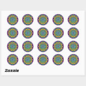 Blue und Bold Mandala Classic Round Sticker (Blatt)