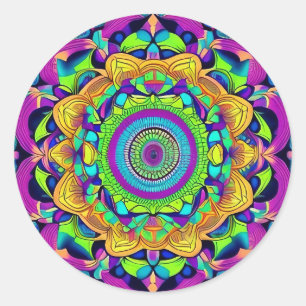 Blue und Bold Mandala Classic Round Sticker