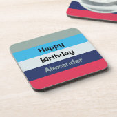 Blue und Burgundy Text Template Getränkeabdeckung Getränkeuntersetzer (Linke Seite)