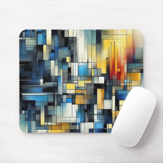 Blue und Gold Abstrakt Mouse Pad Mousepad (Mit Mouse)
