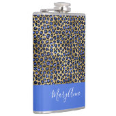 Blue und Gold Cheetah Print Monogram Flachmann (Rechts)