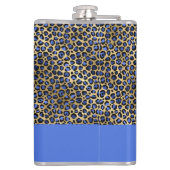 Blue und Gold Cheetah Print Monogram Flachmann (Rückseite)