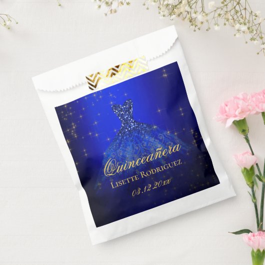 Blue und Gold Custom Quinceanera Geschenktütchen (Versiegelt)
