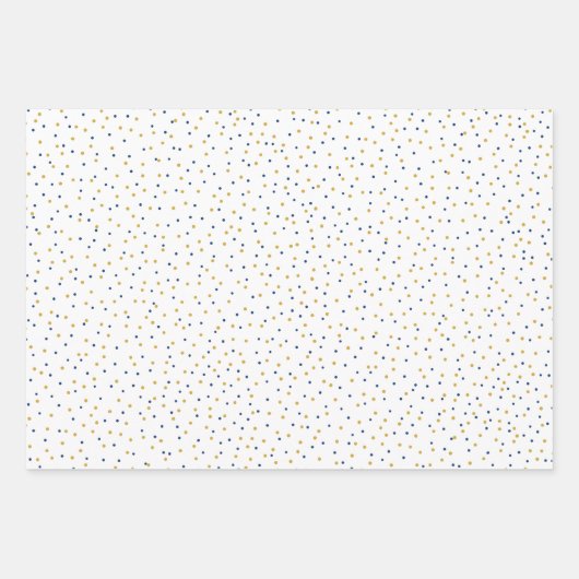 Blue und Gold Dots Geschenkpapier Set (Vorderseite)