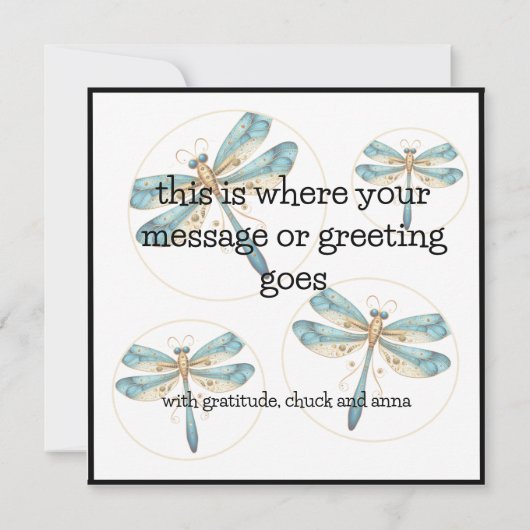 Blue und Gold Dragonfly mit Grenzen Einladung (Rückseite)
