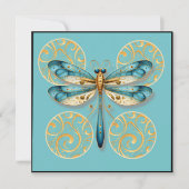 Blue und Gold Dragonfly mit Grenzen Einladung (Vorderseite)