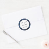 Blue und Gold Glitzer Marmor Hochzeitsticker Runder Aufkleber (Umschlag)