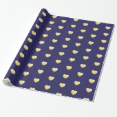 Blue und Gold Hearts Geschenkpapier (Ungerollt)