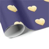 Blue und Gold Hearts Geschenkpapier (Rolleneckpunkt)