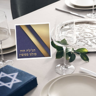 Blue und Gold Hebrew Pesach Pessach Sever Serviette