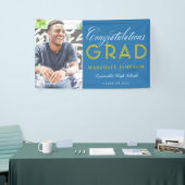 Blue und Gold Herzlichen Glückwunsch Abschluss Fot Banner (Messeveranstaltung)