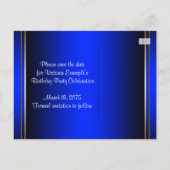 Blue und Gold High Heel Shoel Peacock Save the Dat Ankündigungspostkarte (Rückseite)