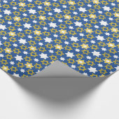 Blue und Gold jüdischer Star von David Geschenkpapier (Ecke)