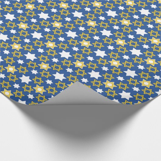 Blue und Gold jüdischer Star von David Geschenkpapier (Ecke)