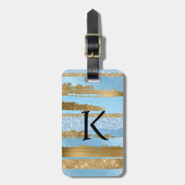 Blue und Gold Moderne Mit Monogramm Gepäckmarke Gepäckanhänger