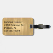 Blue und Gold Moderne Mit Monogramm Gepäckmarke Gepäckanhänger (Rückseite horizontal)