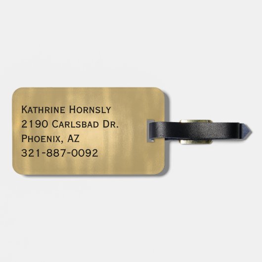 Blue und Gold Moderne Mit Monogramm Gepäckmarke Gepäckanhänger (Rückseite horizontal)